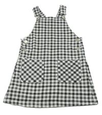 Černo-šedo-bílé kostkované laclové teplákové šaty zn. Dopodopo