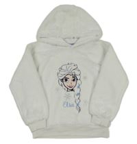 Bílá kožešinová mikina s Elsou a kapucí Disney