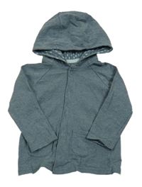 Tmavomodro-zelená melírovaná lehká propínací mikina s kapucí George