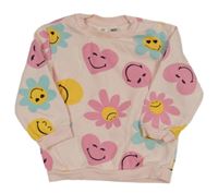 Světlerůžová mikina se srdíčky a smajlíky H&M