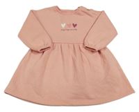 Růžové teplákové šaty se srdíčky Matalan