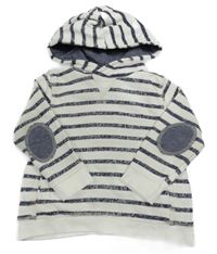 Bílo-tmavomodrá pruhovaná mikina s kapucí Zara