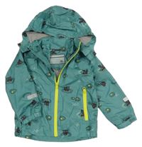 Zelená šusťáková jarní bunda s hrochy a kapucí Impidimpi