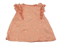 Růžové tričko s flíčky a volánkem S. Oliver