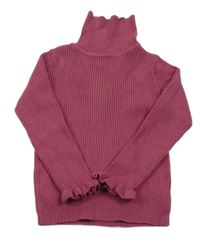 Světlevínový žebrovaný svetr s rolákem Matalan