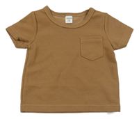 Hnědé žebrované tričko Shein