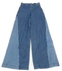 Tmavomodro-světlemodré wide leg džegíny H&M