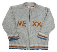 Šedý melírovaný propínací svetr s nápisem Mexx