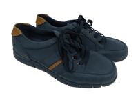 Nové - Pánské tmavomodro-béžové koženkové boty Dunnes vel. 43