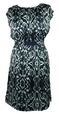 Dámské tmavomodro-světlemodré vzorované saténové šaty Vila 