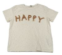 Bílé puntíkaté triko s nápisem zn. H&M