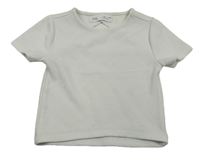 Bílé žebrované crop tričko Zara