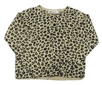 Béžovo-černý leopardí propínací svetr H&M