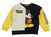 Světlebéžovo-černo-žlutá mikina s Mickeym Disney