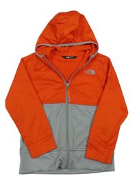 Červeno-šedá propínací thermo mikina s kapucí 