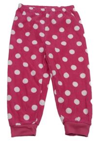 Růžové puntíkaté fleecové pyžamové kalhoty Disney
