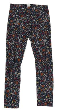 Tmavomodré květované legíny Tu