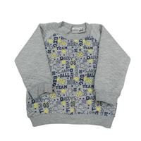 Šedá prošívaná mikina s nápisy a čísly Ergee