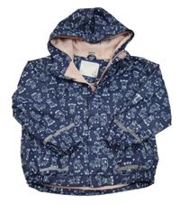Tmavomodrá nepromokavá jarní bunda s jednorožci a kapucí Kiki&Koko