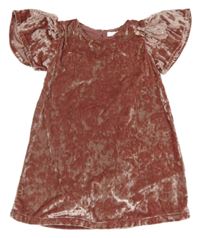 Růžové sametové šaty Next