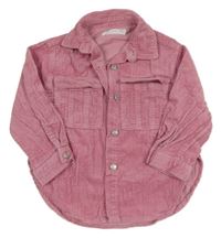 Růžová manšestrová košilová bunda Zara