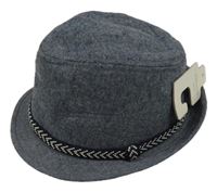 Nové - Tmavomodrý melírovaný klobouk se stuhou Dunnes