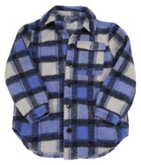 Modro-tmavomodro-šedá kostkovaná košilová bunda Primark