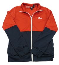 Červeno-tmavomodrá sportovní propínací mikina Adidas