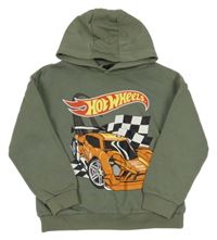 Khaki mikina s potiskem a kapucí - Hot wheels