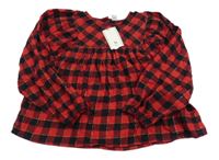 Nové - Červeno-černá kostkovaná flanelová halenka TU