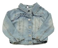 Světlemodrá riflová bunda s volánkem Pocopiano