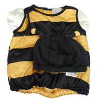 Kostým - 2set - Medovo-černé pruhované tričko s křídly + čepice - včela H&M