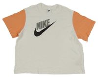 Bílo-oranžové crop tričko s logem Nike