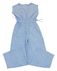 Světlemodrý květovaný kalhotový overal Zara