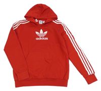 Červená mikina s třpytivým logem a kapucí Adidas