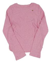 Růžové melírované žebrované triko s ozdobou River Island