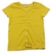 Žluté žebrované tričko s knoflíčky Zara