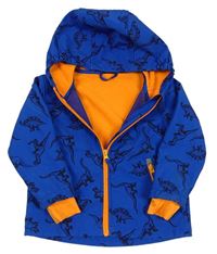 Modro-oranžová softshellová bunda s dinosaury a kapucí zn. Kiki&Koko