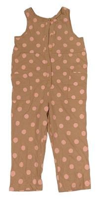 Béžový bavlněný kalhotový overal s puntíky H&M