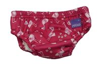 Tmavorůžové plavkové plenkové kalhotky s plameňáky Bambino Mio 