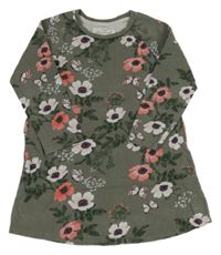 Khaki květované teplákové šaty H&M