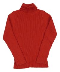 Červený žebrovaný svetr s rolákem Next