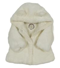 Bílá kožešinová bunda s kapucí 