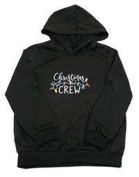 Černá mikina s vánočním motivem a kapucí 