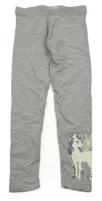 Šedé melírované legíny s jednorožcem C&A