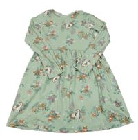 Světlemodré květované bavlněné šaty se zvířátky H&M