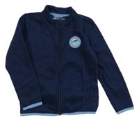 Tmavomodrá fleecová propínací mikina s letadly Pocopiano