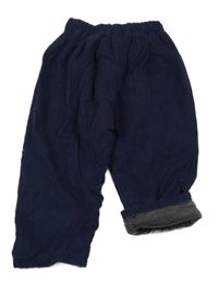 Tmavomodré manšestrové zateplené kalhoty 