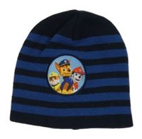 Tmavomodro-modrá pruhovaná pletená čepice s Paw Patrol