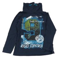 Tmavomodré triko s číslem a komínovým límcem Yigga